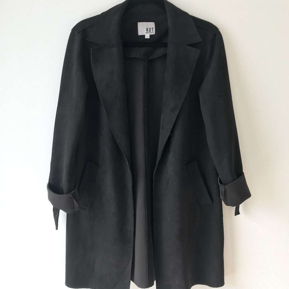 Kut from the Kloth Faye Long Coat Black Small Blazer - Picture 2 of 8